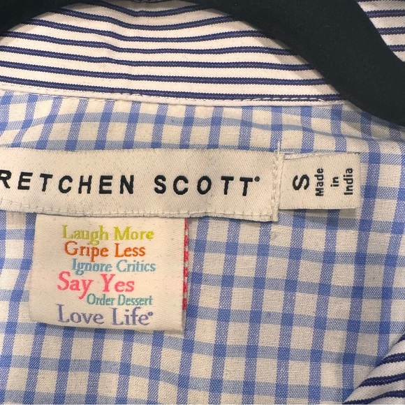 Gretchen Scott Priss Button Up Shirt Top Blue & White Striped Preppy Classy Sz S - Picture 4 of 10